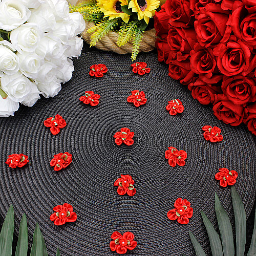 Saten Gül Fiyonk 3 cm Kırmızı - Toptanalim