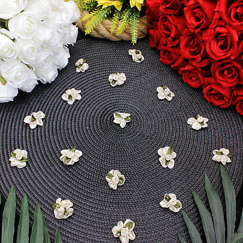 Saten Gül Fiyonk 3 cm Krem - Toptanalim