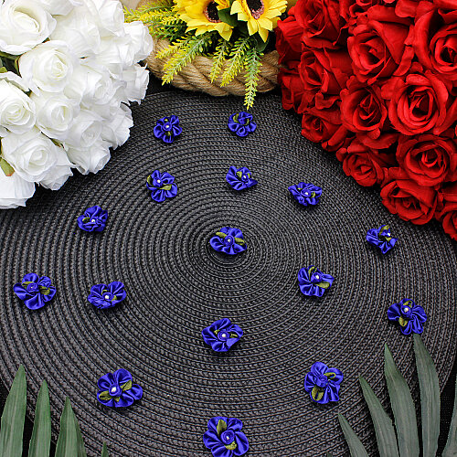 Saten Gül Fiyonk 3 cm Saks Mavisi - Toptanalim