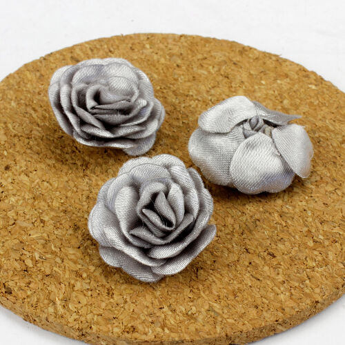 Saten Kumaş Katmerli Gümüş 3 Cm - Kare Dekor (1)