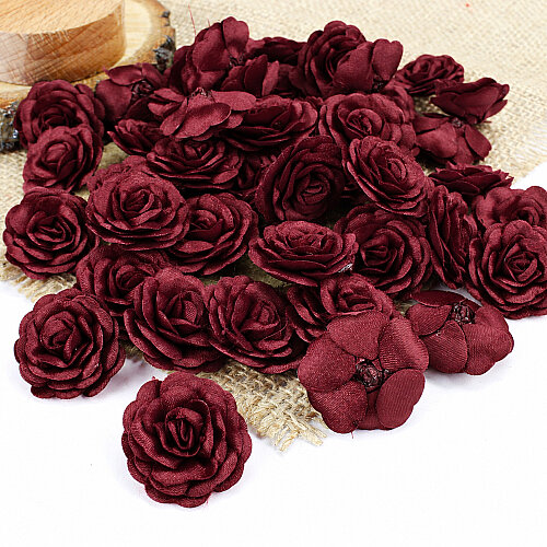 Saten Kumaş Katmerli Gül Bordo 3 cm - Toptanalim