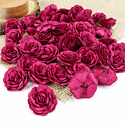Saten Kumaş Katmerli Gül Fuşya 3 cm - 1