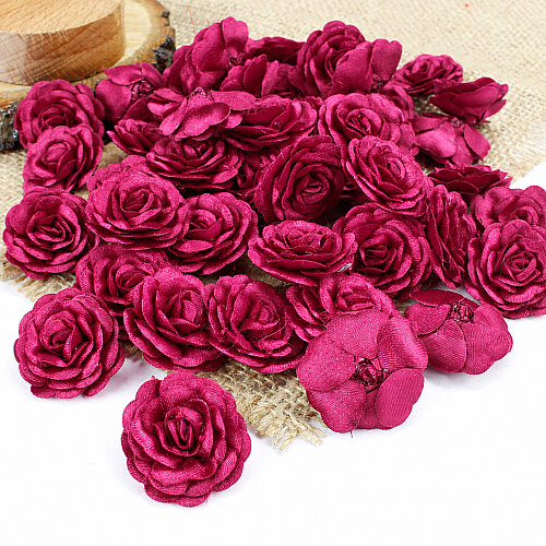 Saten Kumaş Katmerli Gül Fuşya 3 cm - Toptanalim