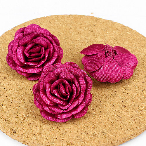 Saten Kumaş Katmerli Gül Fuşya 3 cm - Toptanalim (1)