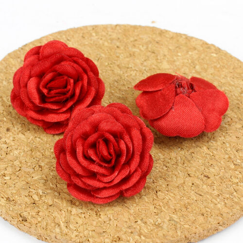 Saten Kumaş Katmerli Gül Bordo 3 Cm - Kare Dekor (1)