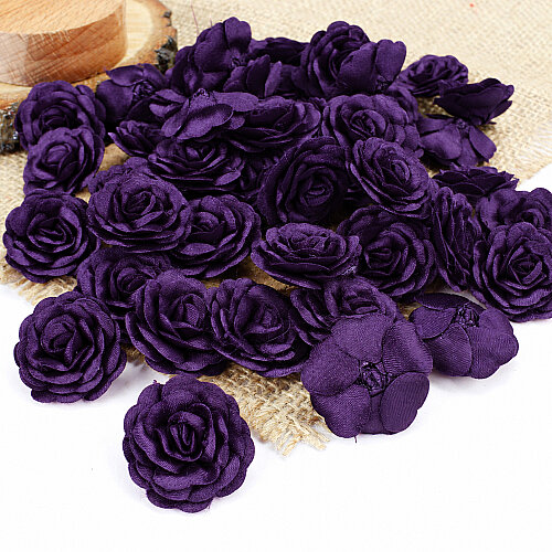 Saten Kumaş Katmerli Gül Mor 3 cm - Toptanalim
