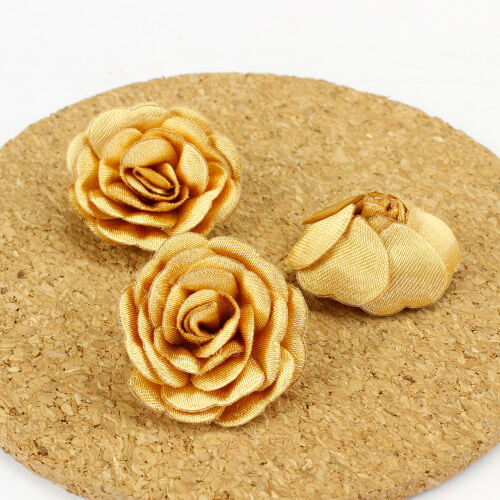 Saten Kumaş Katmerli Gold 3 Cm - Kare Dekor (1)