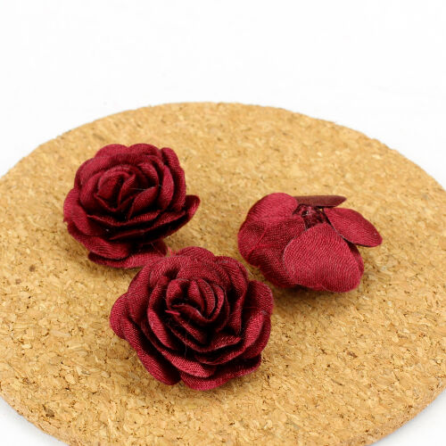 Saten Kumaş Katmerli Koyu Bordo 3 Cm - Kare Dekor (1)