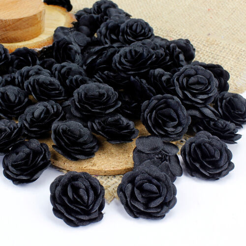 Saten Kumaş Katmerli Siyah 3 Cm - Kare Dekor