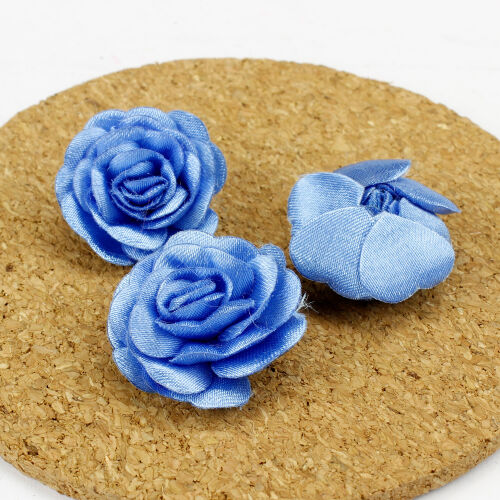 Saten Kumaş Katmerli Mavi 3 Cm - Kare Dekor (1)