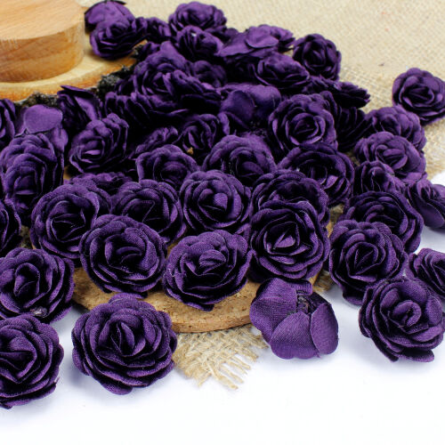 Saten Kumaş Katmerli Mor 3 Cm - Kare Dekor