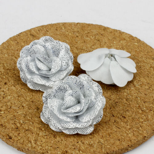 Saten Kumaş Katmerli Parlak Gümüş 3 Cm - Kare Dekor (1)