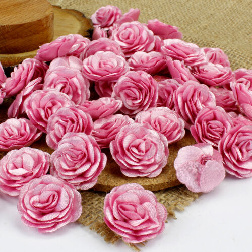 Saten Kumaş Katmerli Pembe 3 Cm - Kare Dekor