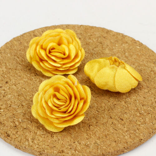 Saten Kumaş Katmerli Sarı 3 Cm - Kare Dekor (1)