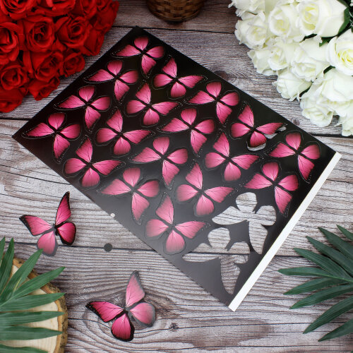 Selefonlu Kelebek Pembe Renk 7 cm (80’li Paket) - Toptanalim