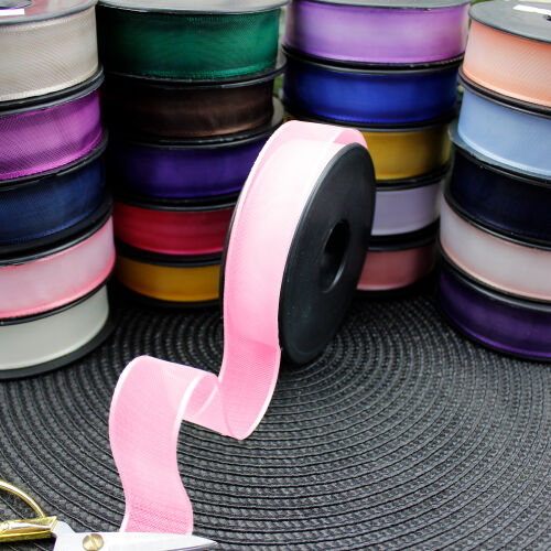 Şifon Kurdele 2,5CM 20MT Pembe - Kare Dekor