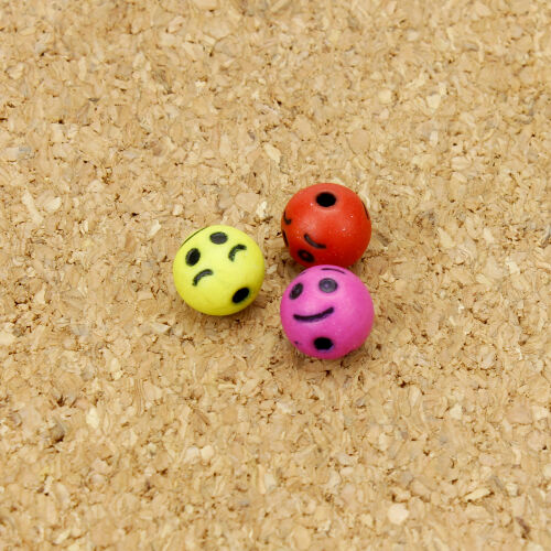 Siyah Dolgulu Emoji Renkli Yuvarlak Boncuk 250 Adet - Kare Dekor (1)