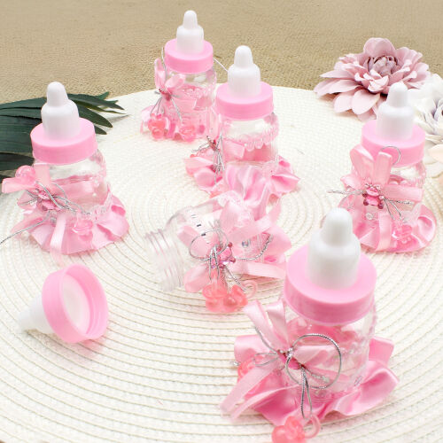 Süslü Biberon Pembe 12'li Paket - Kare Dekor