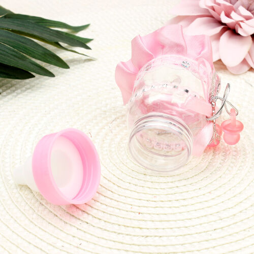 Süslü Biberon Pembe 12'li Paket - Kare Dekor (1)