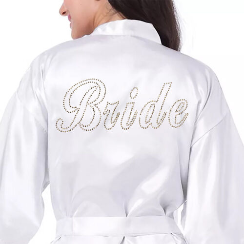Taşlı Gold Yazı Bride Sabahlık Standart Beden - Kare Dekor