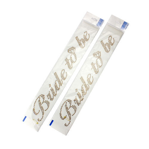 Taşlı Gold Yazı Bride To Be Beyaz Renk Kuşak - Kare Dekor (1)