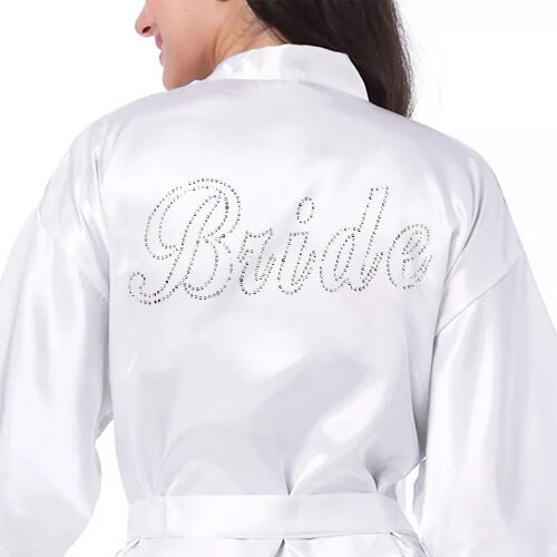 Taşlı Gümüş Yazı Bride Sabahlık Standart Beden - Kare Dekor