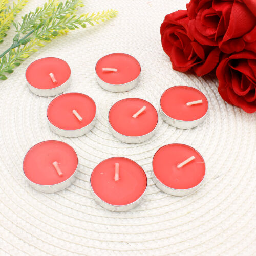 Tealight Mum 8'li Paket Kırmızı - Kare Dekor
