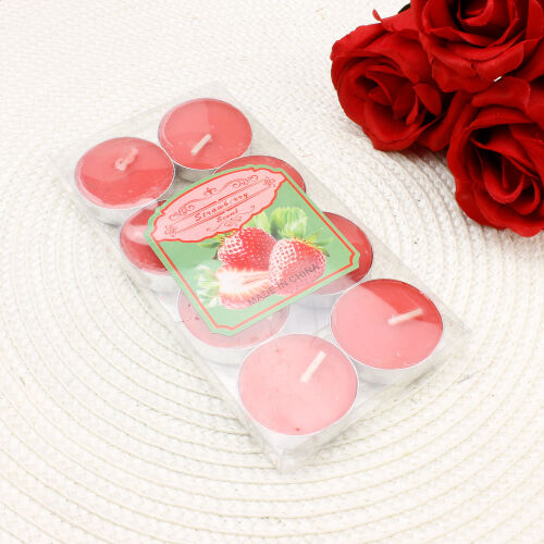 Tealight Mum 8'li Paket Kırmızı - Kare Dekor (1)