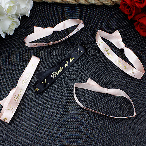 Team Bride Bride To Be Kurdele Bekarlığa Veda Bilekliği 5'li Set Pudra Siyah Rose Gold Yazılı - Toptanalim