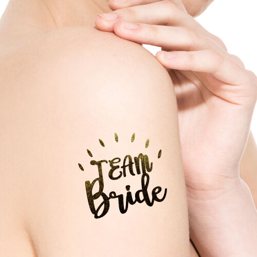 Team Bride Şekilli Bekarlığa Veda Dövmesi Gold Renk 10'lu Paket - Kare Dekor