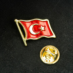 Türk Bayrağı Yaka Rozet Gold 30'lu Paket - 1