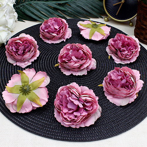 Kumaş Şakayık Çiçek Kafası Gül Kurusu 8,5 cm (10’lu Paket) - Toptanalim