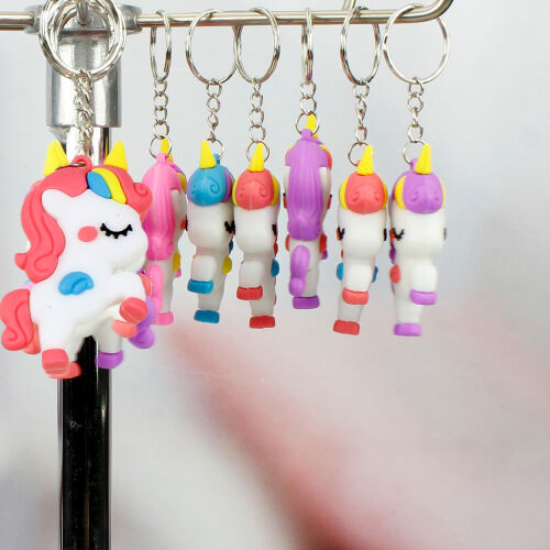 Uyuyan Unicorn Silikon Anahtarlık 12'li Paket - Kare Dekor