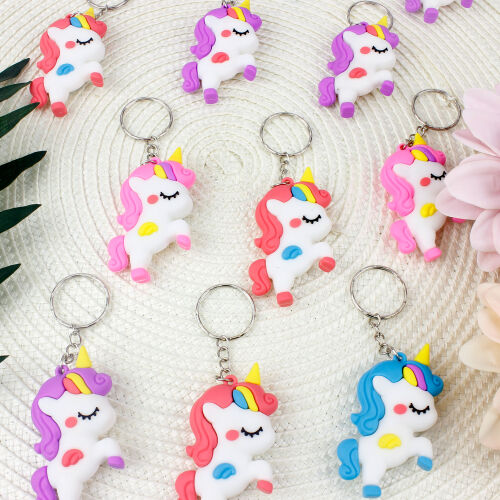 Uyuyan Unicorn Silikon Anahtarlık 12'li Paket - Kare Dekor (1)