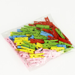 Renkli Ahşap Mini Mandal 50'li Paket - 3