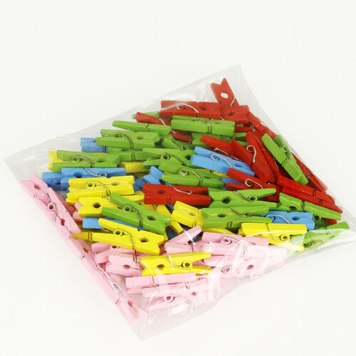 Renkli Ahşap Mini Mandal 50'li Paket - 3