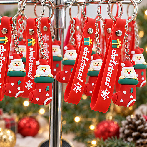  Yılbaşı Çoraplı Noel Baba Silikon Bileklikli Anahtarlık 12’li Paket - Toptanalim