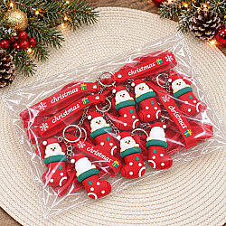  Yılbaşı Çoraplı Noel Baba Silikon Bileklikli Anahtarlık 12’li Paket - 3