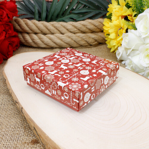 Yılbaşı Desenli Kapaklı Takı Kutusu Kırmızı 3 x 10 cm - Toptanalim (1)