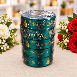 Yılbaşı Merry Christmas Yazılı Varak Gold Baskılı Kurdele Yeşil 2,5 cm 20 Metre - 3