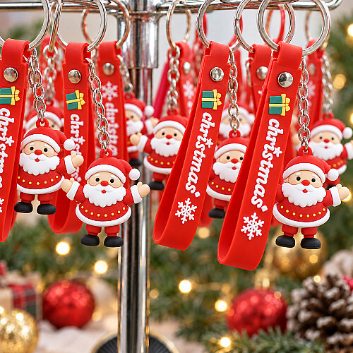  Yılbaşı Noel Baba Silikon Bileklikli Anahtarlık 12’li Paket - Toptanalim