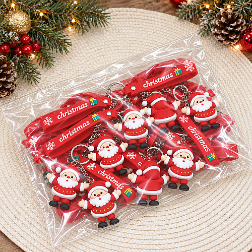  Yılbaşı Noel Baba Silikon Bileklikli Anahtarlık 12’li Paket - 3