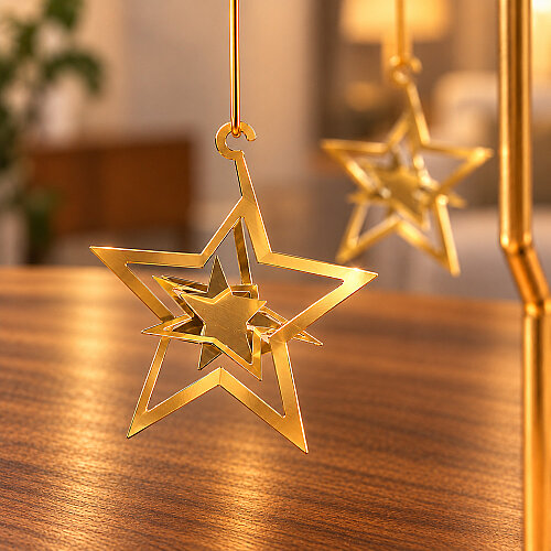 Yıldız Figürlü Isı ile Dönen Metal Tealight Mumluk Gold - Toptanalim (1)