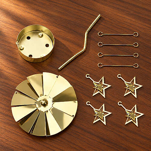 Yıldız Figürlü Isı ile Dönen Metal Tealight Mumluk Gold - 3