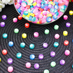 Yin Yang Desenli Karışık Renk Polimer Hamur Boncuk 9,3 mm (500’lü Paket) - 2