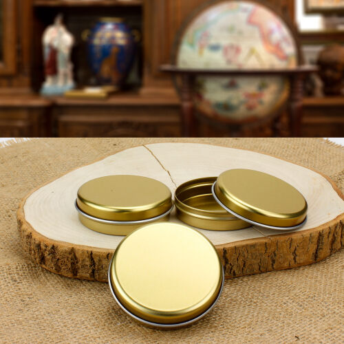 Yuvarlak Dekoratif Teneke Kutu Gold 7x2CM - Kare Dekor