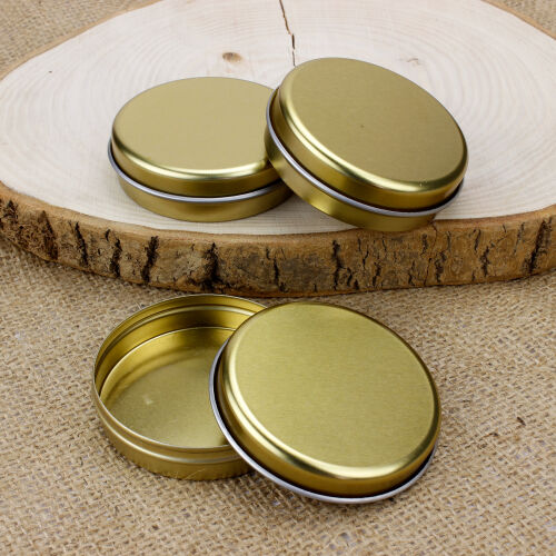 Yuvarlak Dekoratif Teneke Kutu Gold 7x2CM - Kare Dekor (1)