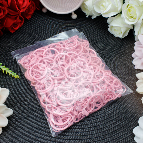 Zincirli Metal Halka Anahtarlık Klipsi Pembe - 3